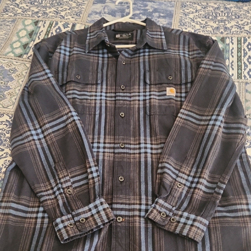 Carhartt Navy and Light Blue Plaid Shirt